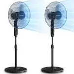 Pelonis 16 Pedestal Standing Fan with Remote Control 2 Packs, 3 Speeds Settings 7H Timer Ultra Quiet Adjustable Heights for Bedroom, Living Room, Home