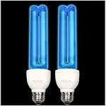 2 Pack UV Light Bulb with Ozone 25 Watt UVC Bulb 185nm/254nm E26 2 Count