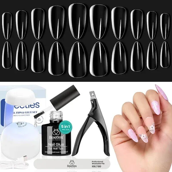 Medium Almond Pre-Shaped Tips Nail Extension Kit