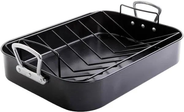 Gibson Home 8913402 Broxton 89134.02 Non-stick Turkey Roaster (2-Piece) - Black