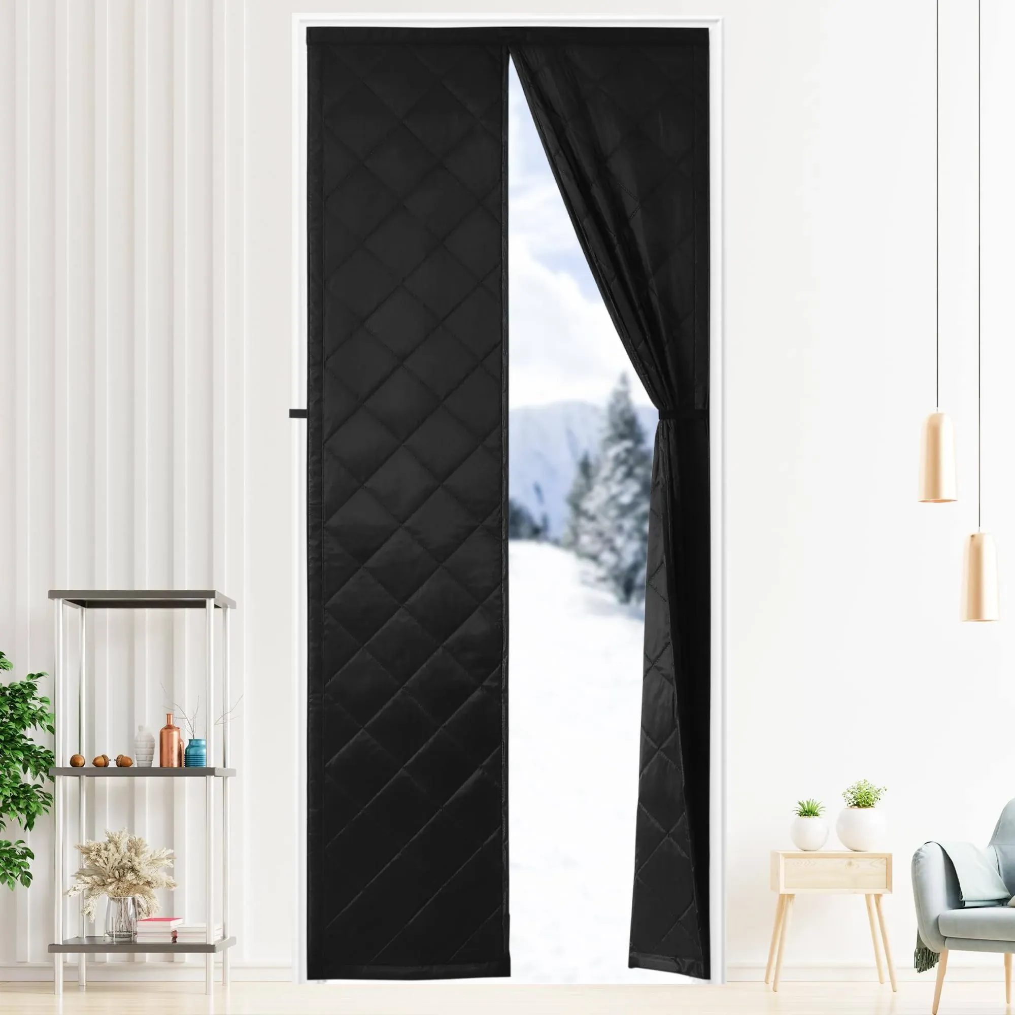 Odocovo Upgraded Magnetic Thermal Insulated Door Curtain,Thicken Polyester Fiberfill & Thicker Oxford Fabric,Temporary Door Insulation Cover,Folding