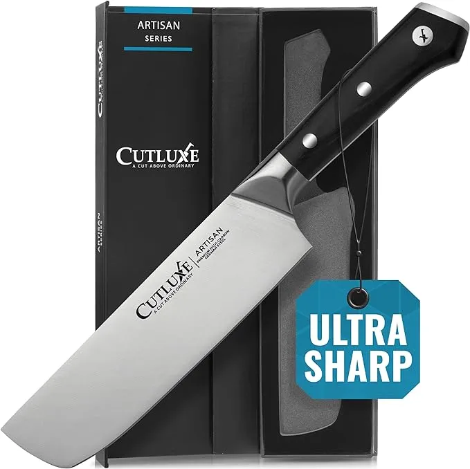 Cutluxe Nakiri Knife, 7" Vegetable Knife – Razor Sharp, Full Tang, Ergonomic Handle Design, Chef Knife for Chopping, Dicing & Slicing – Artisan Series