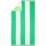 Lands' End Rugby Stripe Beach Towel Wintergreen Stripe 40" X 78"