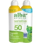 Alba Botanica Sensitive Sunscreen Spray for Face and Body, Fragrance-Free, Broad Spectrum SPF 50, Water Resistant, 5 fl oz Bottle (Pack of 2)