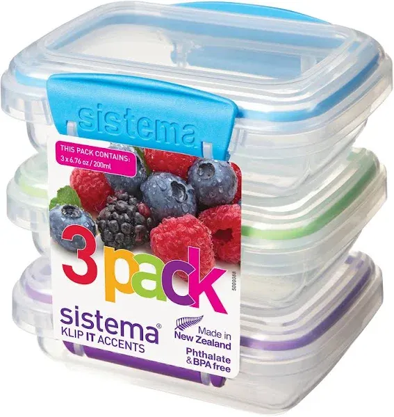 Sistema KLIP IT Accents Collection Food Storage Containers, 6.7 oz./0.2 L, Co...