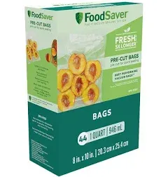 Vacuum Seal Pre-Cut Bags, 1 Quart, 44-Count, fits FoodSaver, FSFSBF0226NP