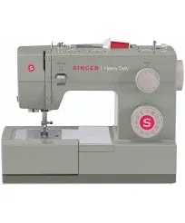 SINGER | Heavy Duty 4452 Sewing Machine, Gray & Side Cutter Attachment Presser Foot, Simutaneously Trims & Hems Edges, Zig-Zag or Overstitch - Sewing Made Easy,White