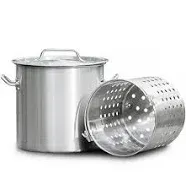 Barton Stainless Steel Stock Pot with Lid & Strainer Basket