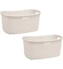 Mind Reader Laundry Basket 23&#034; 40L Slim Ventilated Rectangle w/ Lid (Set of 2)