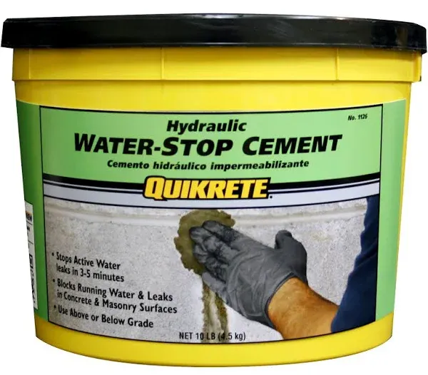 Quikrete 10 lb. Hydraulic Water-Stop Cement, Stops leaks in 3-5 minutes