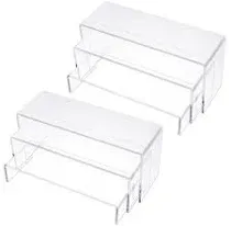 Acrylic Display Risers Clear Rectangle Stands Shelf For Display 6pcs