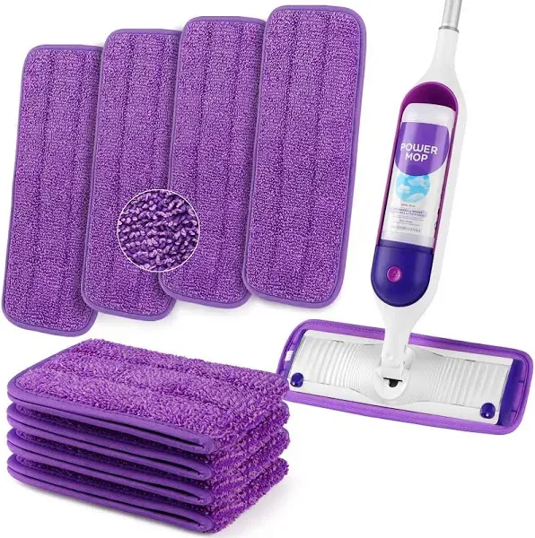 HOMEXCEL Reusable Microfiber Mop Pads for Swiffer PowerMop 8 Pack, Power Mop Pads Refills for 13 ''-15 '' Spray Mop, Machine Washable Power Mop Pads Replacement for Multi-Surface Floor Cleaning