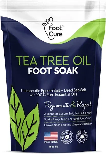 Tea Tree Oil Foot Soak with Epsom Salt - for Toenail Repair, Athletes Foot, Softens Calluses, Soothes Sore & Tired Feet, Nail Discoloration, Odor