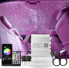 AKEPO Upgraded Car Home APP Fiber Optic Lights Kit 16W RGBW Dual Head Twinkle and Music Effect Star Ceiling Sky Light, Optical Fiber Cable 900 Strands of 0.03in/0.75mm 9.8ft/3m+28key RF Remote Control