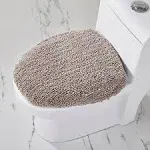 Better Trends Bathroom Toilet Lid Cover 100% Cotton Toilet Cover Seat, Machine Washable, Soft & Absorbent 18" x 20" Beige Edge Collection