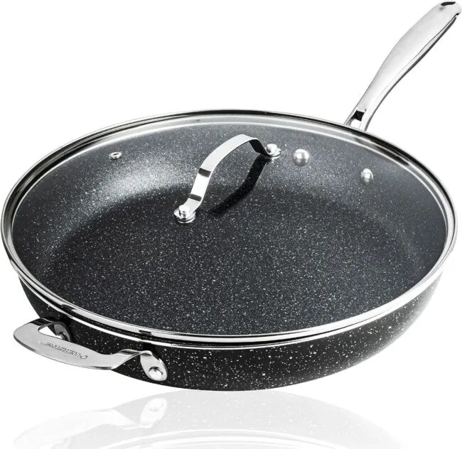 Granitestone 14" Nonstick Family Fry Pan with Helper Handle and Glass Lid