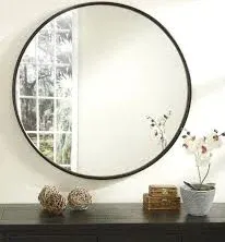 Martin Svensson Home Antique Pewter Framed Round Wall Mirror, 36" Diameter