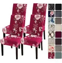 SearchI Dining Room Chair Covers Set of 4, Stretch Printed Parsons Chair Slipcovers Super Fit Spandex Removable Washable Kitchen Chair Protector Cover for Dining Room, Hotel, Ceremony (Ball Flower)