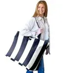 Foundry by Fit + Fresh, All The Things Tote Bag, Luggage, Travel Duffle Bag, Weekender Bags for women, and Beach Bag, Navy Stripe