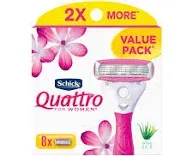 Schick Quattro Ultra Smooth Razor Blade Refills for Women Value Pack, 6 Count (Pack of 1)