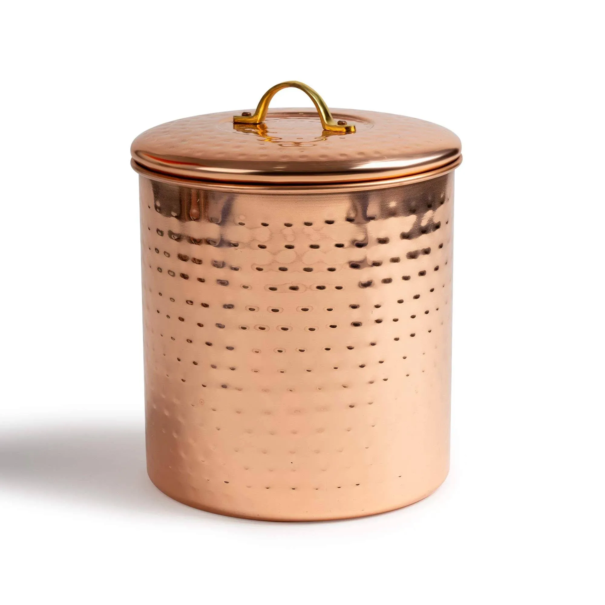 nu steel 2 Quart Air Tight Copper Plated Antique Food Canister & Caddy - Stainless Steel & Copper