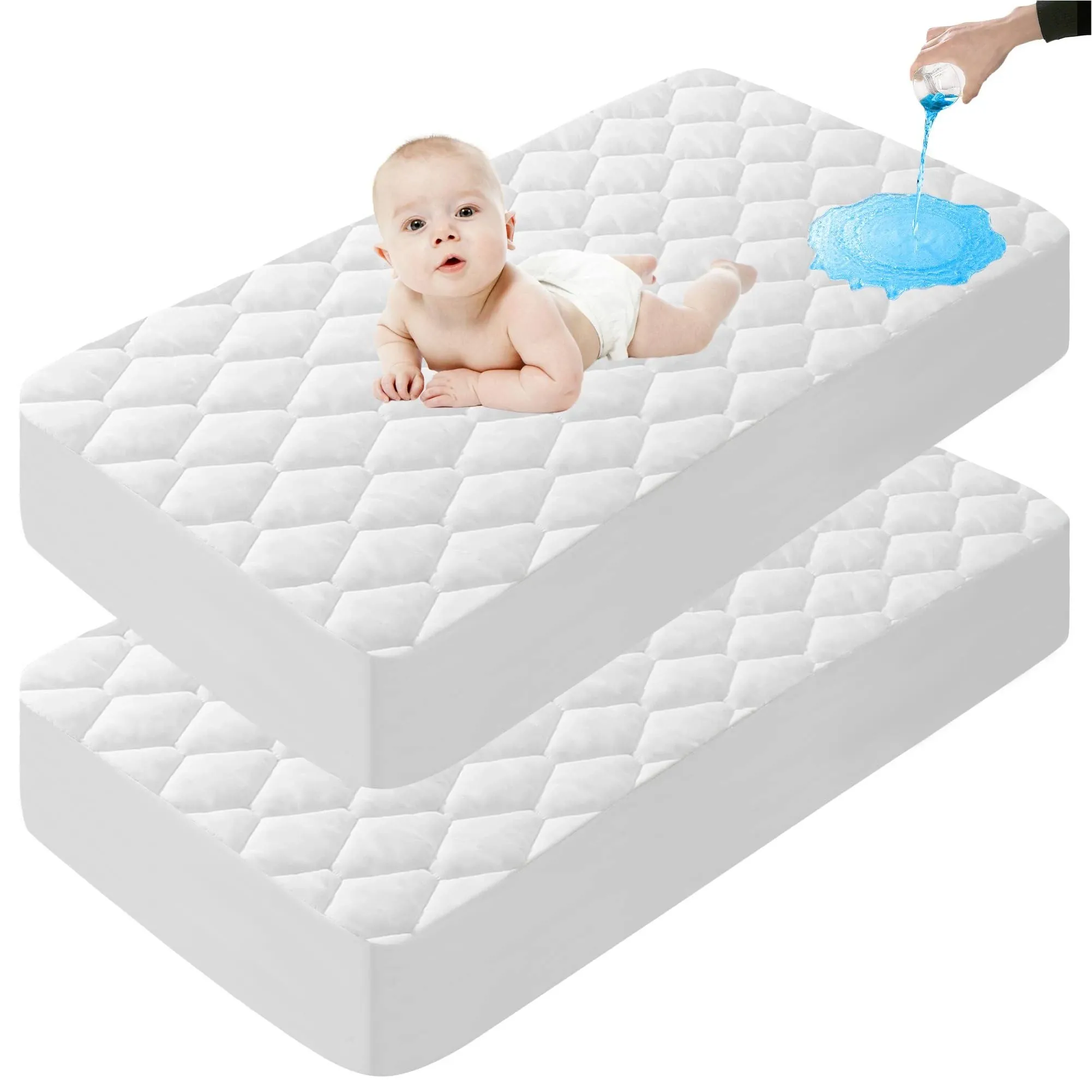 Lunsing Waterproof Crib Mattress Protector, Soft Breathable Crib Size Mattres...