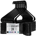 Ultra Heavy Duty Plastic Clothes Hangers - Black - Durable Coat Suit and Clot...