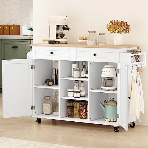 Hlr Kitchen Island on Wheels Kitchen Island with Storage&Drop Leaf