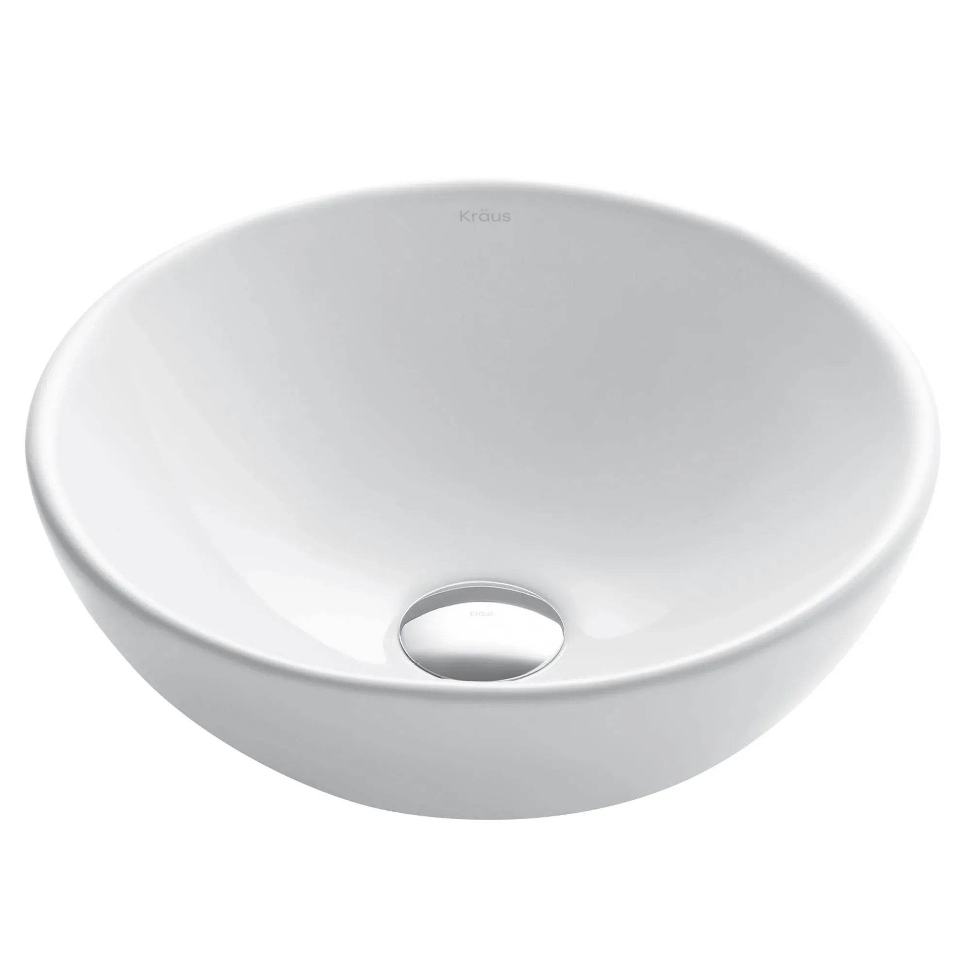 Kraus KCV-341 Elavo Small Round Ceramic Vessel Bathroom Sink - White