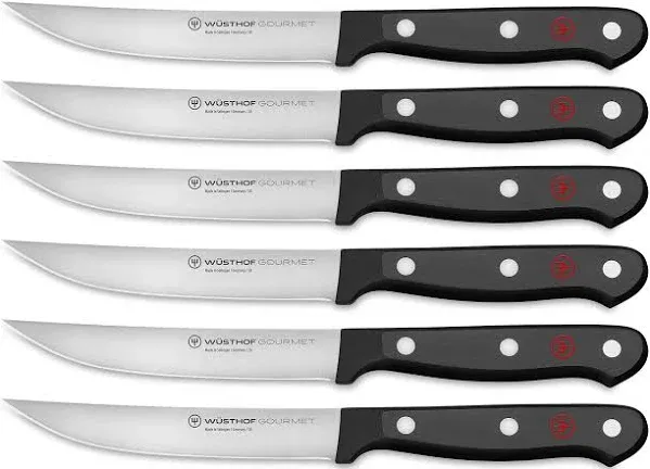 WÜSTHOF Gourmet 6-Piece Steak Knife Set, Black