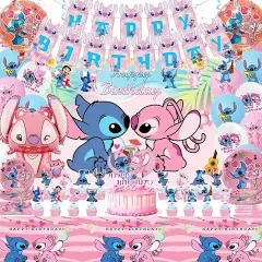 Pink Stitch Birthday Party Supplies Stitch Party Decorations Include Banner B...