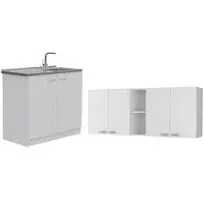 Home Square 2-Piece Set with Utility Sink with Cabinet & Wall Cabinet