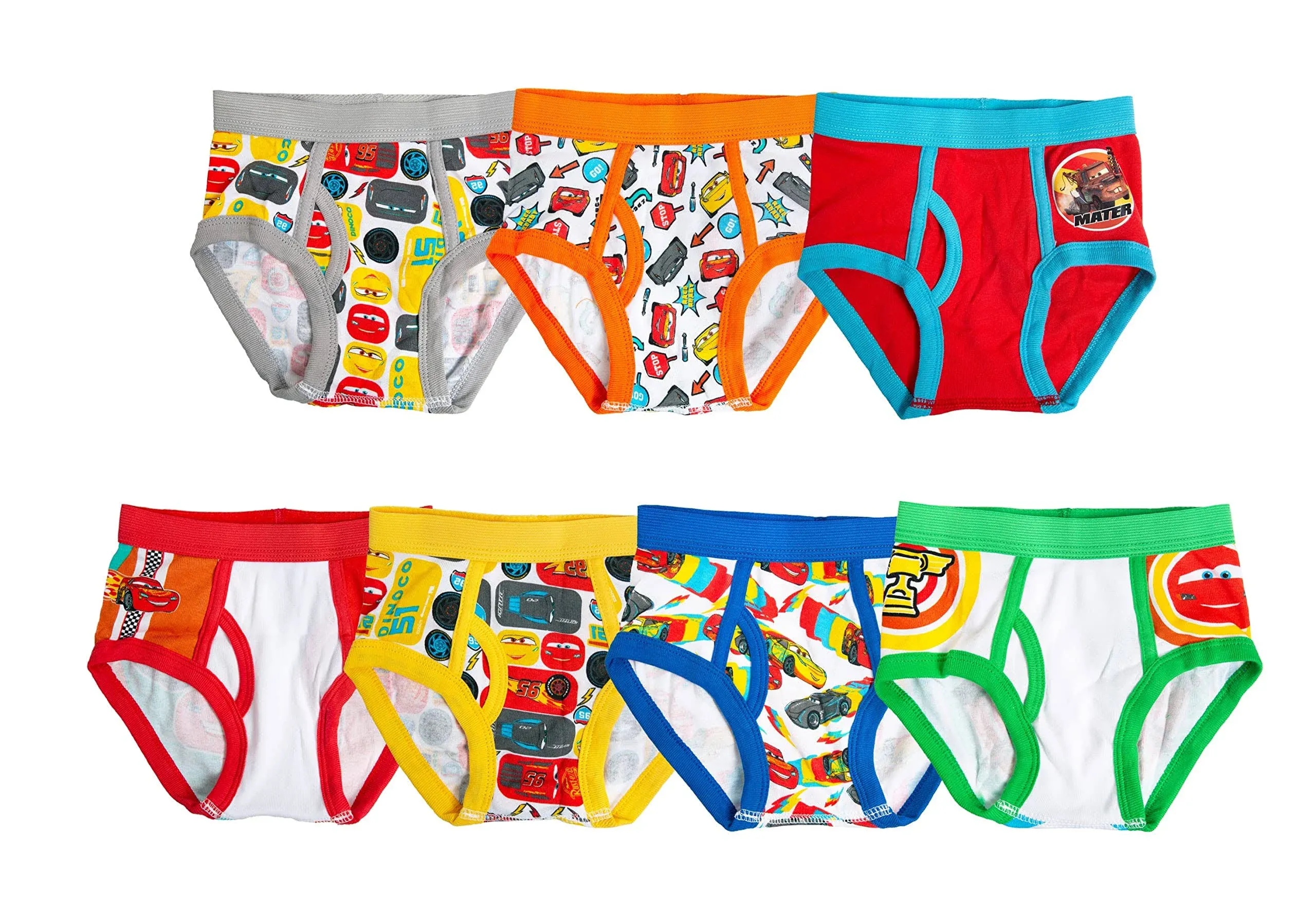 Disney Pixar Cars Boy&#039;s 7 Pack Soft Cotton Briefs Multicolor Size 2T-3T NWT