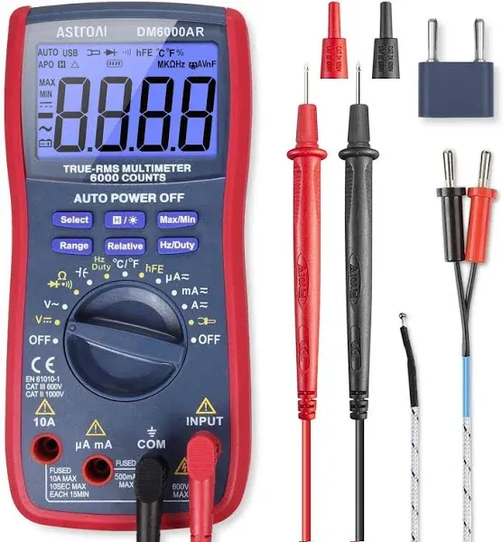 Astroai Digital Multimeter and Analyzer TRMS 6000 Counts Volt Meter Ohmmeter Aut