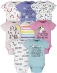 Onesies Brand Baby Girls' Short Sleeve Bodysuits, 8-Pack