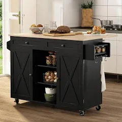 Rolling Kitchen Island with Drop Leaf Movable Kitchen Carts on Wheels Island