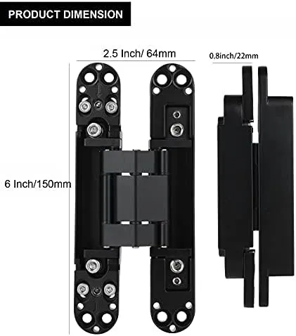 MARNER 2 Set 6 Inch Hidden Door Hinges Zinc Alloy Heavy Duty Invisible Hinge ...