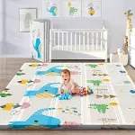 Gimars XL BPA Free 0.6 inch Reversible Foldable Baby Play Mat, Elephant&Giraffe, 79×71in