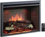 PuraFlame Western Electric Fireplace Insert with Fire Crackling Sound, Remote Control, 750/1500W, Black, 22 53/64 Inches Wide, 20 3/64 Inches High