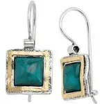 Silpada Emerald Lake Compressed Turquoise Drop Earrings in Sterling Silver & 14K Gold Plate