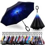 SPAR. SAA Double Layer Inverted Umbrella with C-Shaped Handle, Anti-UV Waterproof Windproof Straight Umbrella for Car Rain Outdoor Use