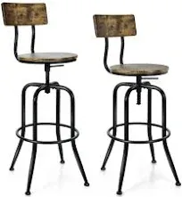 Costway Adjustable Swivel Counter-Height Stool with Arc-Shaped Backrest