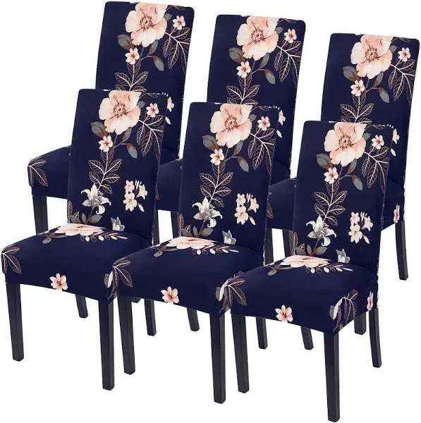  Chair Covers Slipcovers Set of 4, Spandex Super Fit 4 per set Beige+flowers