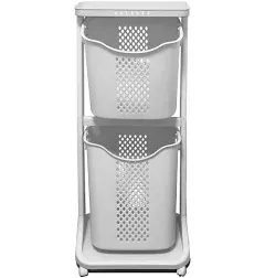 U-BCOO 2 Tier Laundry Basket with Wheels