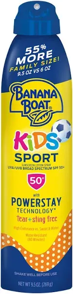 Banana Boat Kids Sport Tear Free Sting Free Sunscreen Spray SPF 50 TWIN PACK