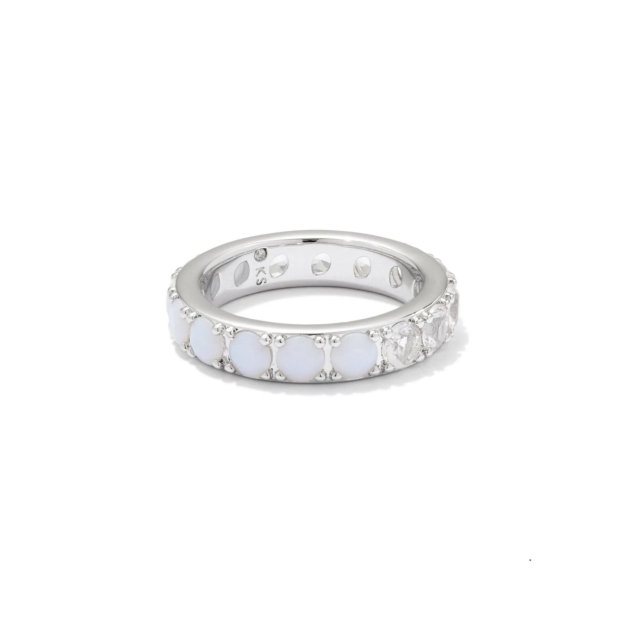 Chandler Silver Band Ring in White Opalite Mix