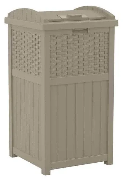 Suncast 30 to 33 Gal. Brown Trash Can with Lid