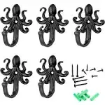 FANYUN 5 Pack Coat Hooks Wall Hooks, Octopus Decorative Wall Mounted Hooks Ru...