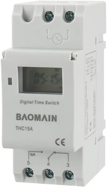 Baomain THC15A Ac Digital LCD Power Programmable Timer Time Switch Relay 16A Amp