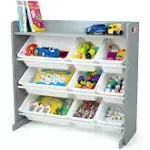 Humble Crew Inspire Toy Organizer with Shelf and 9 Storage Bins, Grey/White